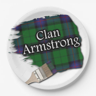 Clan Armstrong Scottish Tartan Paint Brush Paper Plate