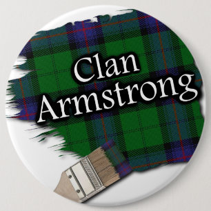 Clan Armstrong Tartan Paint Brush 6 Cm Round Badge