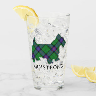 Clan Armstrong Tartan Scottie Dog Glass