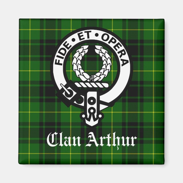 Clan Arthur Crest Badge & Tartan Magnet (Front)