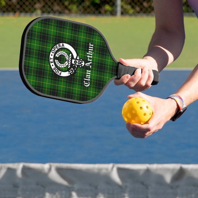Clan Arthur Crest Badge & Tartan   Pickleball Paddle (Insitu)