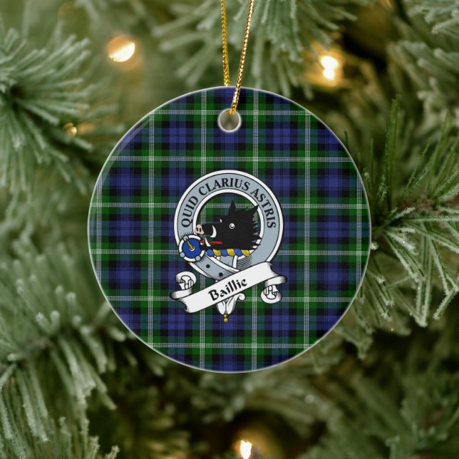Clan Baillie Modern Badge Tartan Plaid Ceramic Ornament (Tree)