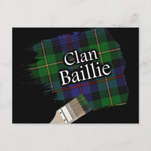 Clan Baillie Scottish Tartan Paint Brush Postcard