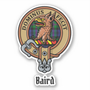 Clan Baird Crest over Tartan