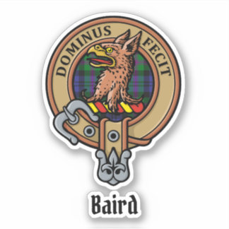 Clan Baird Crest over Tartan