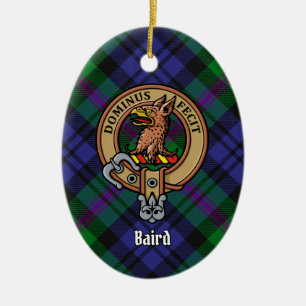 Clan Baird Crest over Tartan Ceramic Ornament