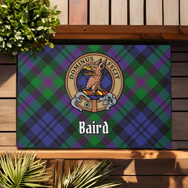 Clan Baird Crest over Tartan Doormat (Creator Uploaded)
