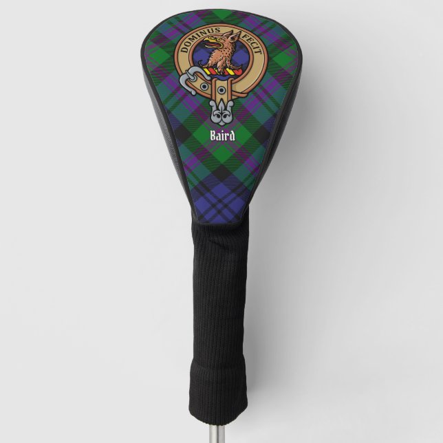 Clan Baird Crest over Tartan Golf Head Cover (Front)