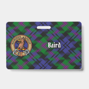 Clan Baird Crest over Tartan ID Badge