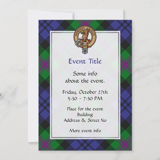 Clan Baird Crest over Tartan Invitation (Front)