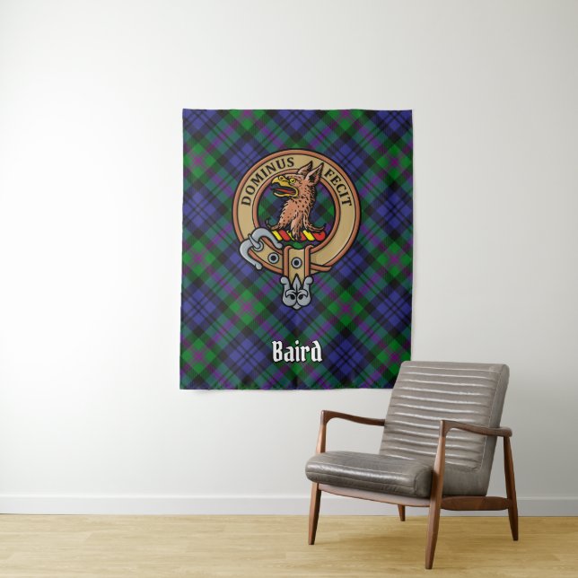 Clan Baird Crest over Tartan Tapestry (In Situ)