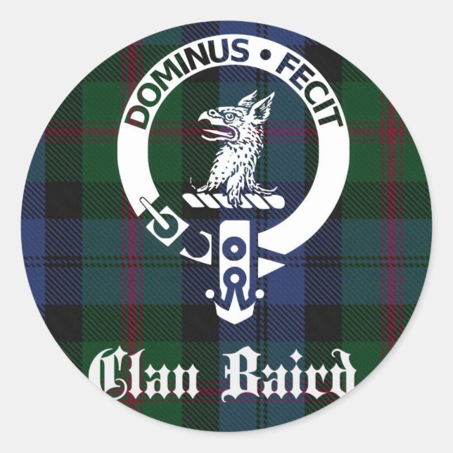 Clan Baird Crest Tartan Classic Round Sticker (Front)