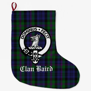 Clan Baird Crest Tartan Customisable Large Christmas Stocking