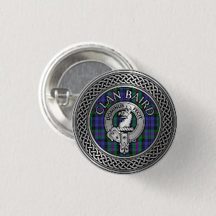 Clan Baird Crest & Tartan Knot 3 Cm Round Badge