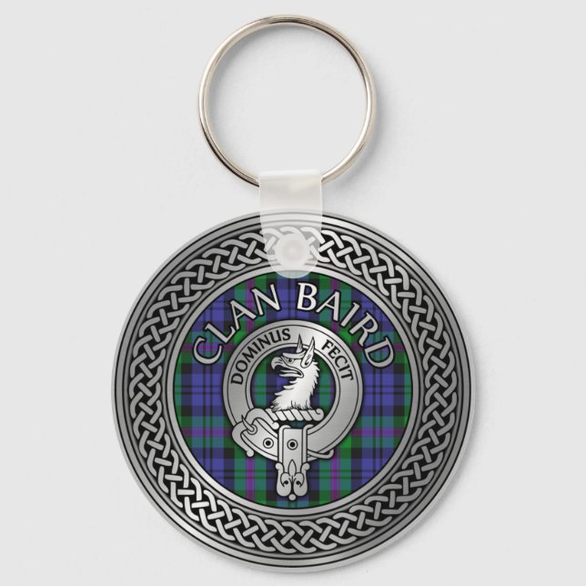 Clan Baird Crest & Tartan Knot Key Ring (Front)