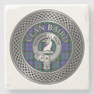 Clan Baird Crest & Tartan Knot Stone Coaster