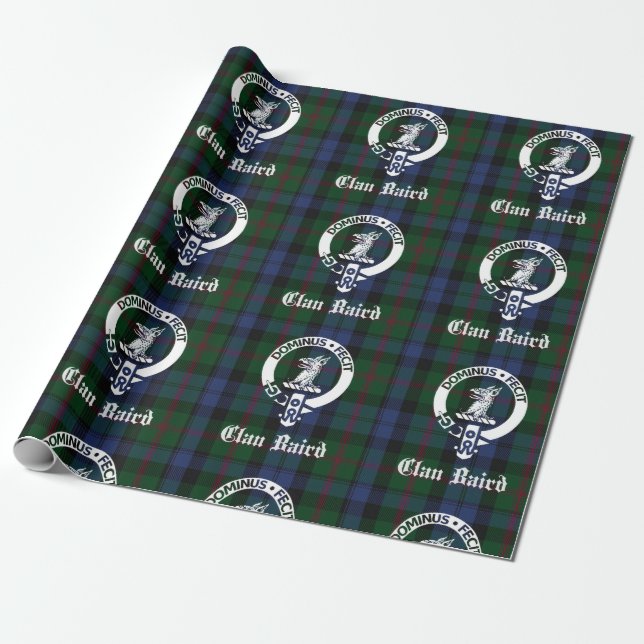 Clan Baird Tartan Crest Wrapping Paper (Unrolled)