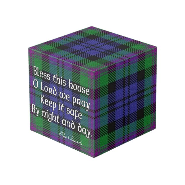 Clan Baird Tartan House Blessing Cube (Front Angled)