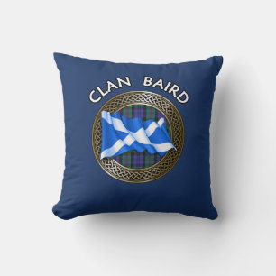 Clan Baird Tartan Knot & Flag Cushion
