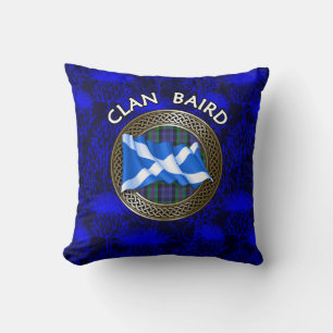 Clan Baird Tartan Knot & Flag Cushion