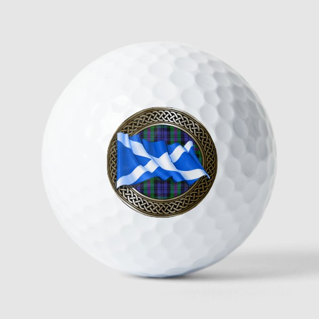 Clan Baird Tartan Knot & Flag Golf Balls (Front)