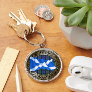 Clan Baird Tartan Knot & Flag Key Ring