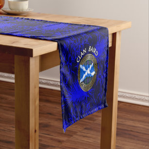 Clan Baird Tartan Knot & Flag Short Table Runner