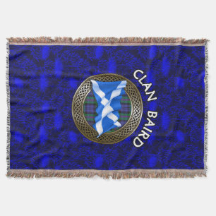 Clan Baird Tartan Knot & Flag Throw Blanket