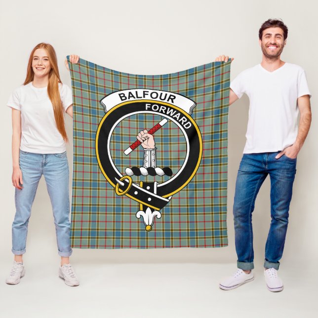 Clan Balfour Modern Tartan Plaid Fleece Blanket (In Situ)