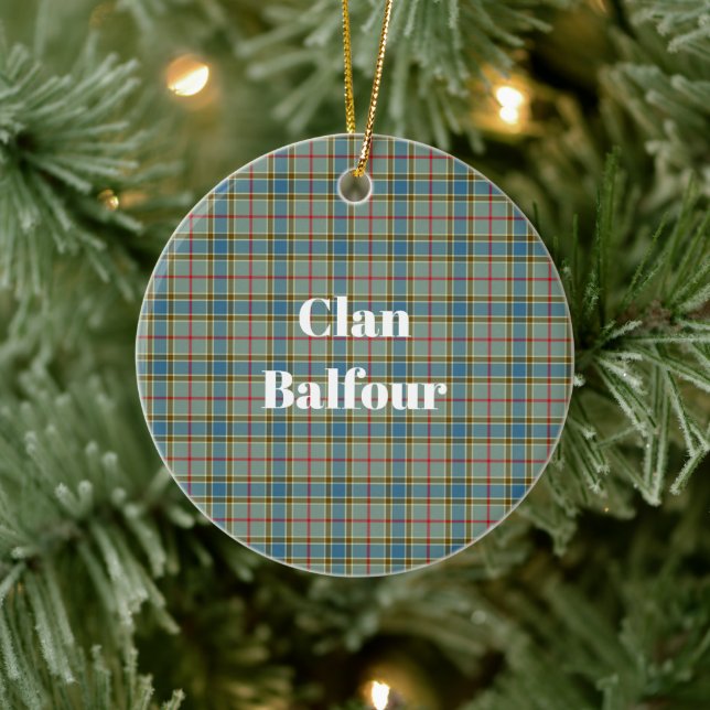 Clan Balfour Tartan Ceramic Ornament (Tree)