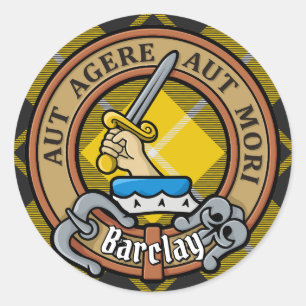 Clan Barclay Crest over Dress Tartan Classic Round Sticker