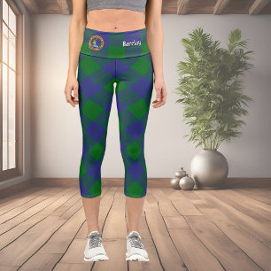 Clan Barclay Crest over Tartan Capri Leggings