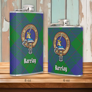 Clan Barclay Crest over Tartan Hip Flask