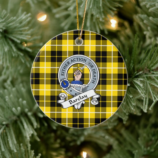 Clan Barclay Dress Modern Badge Tartan Plaid Ceramic Ornament (Tree)