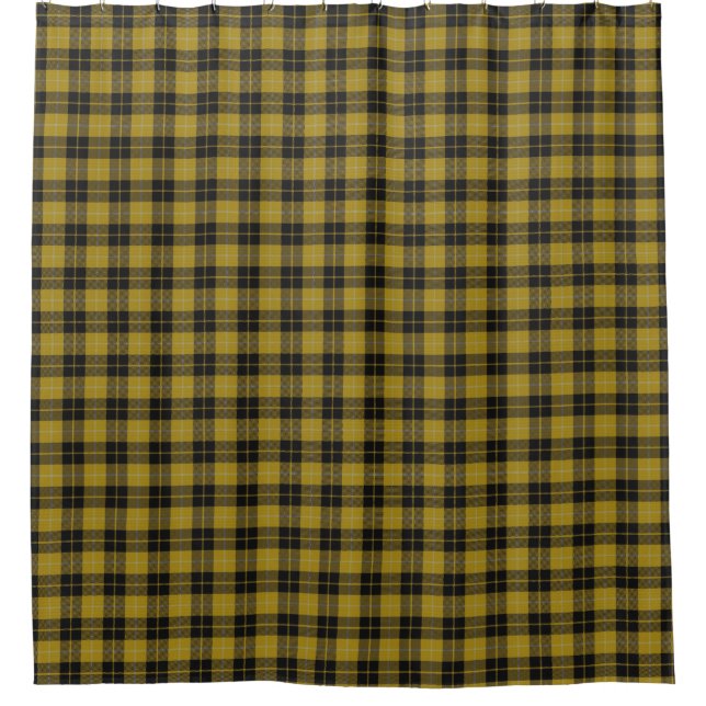 Clan Barclay Dress Yellow and Black Tartan Shower Curtain (Front)