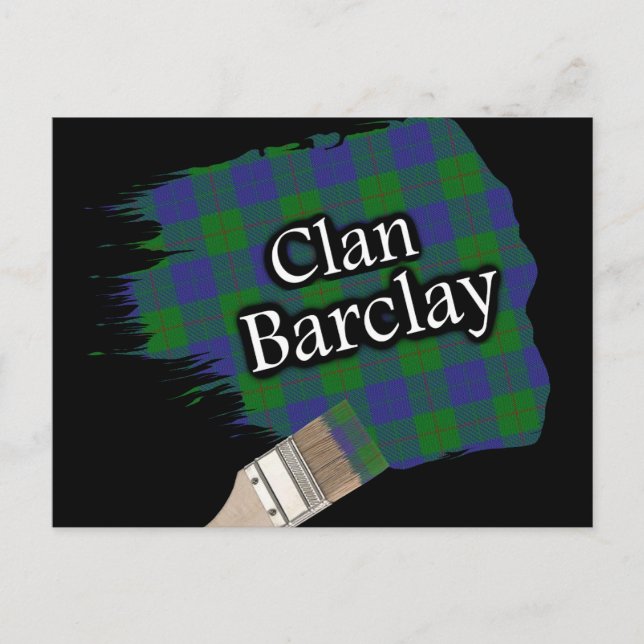 Clan Barclay Scottish Tartan Paint Brush Postcard (Front)