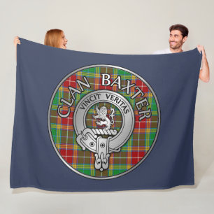 Clan Baxter Crest & Tartan Fleece Blanket