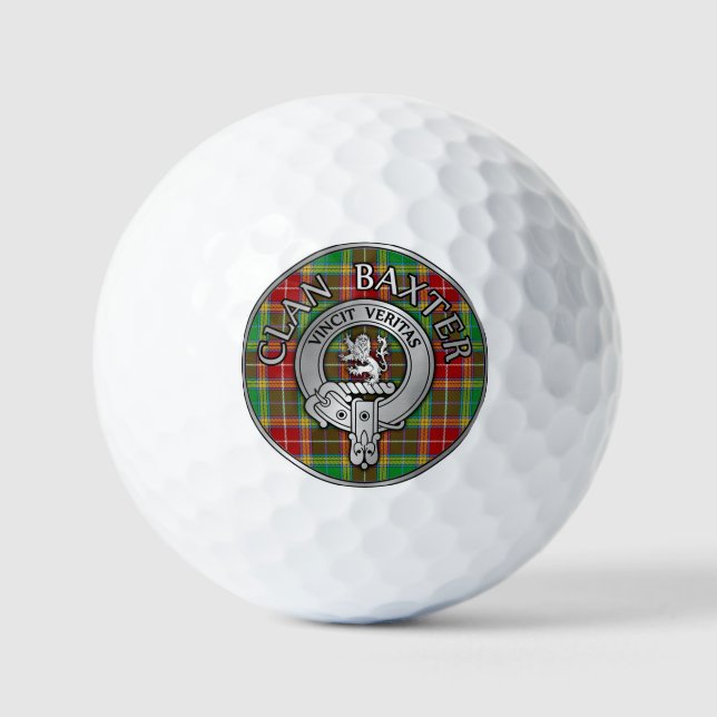 Clan Baxter Crest & Tartan Golf Balls (Front)