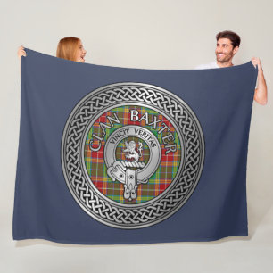 Clan Baxter Crest & Tartan Knot Fleece Blanket