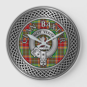 Clan Baxter Crest & Tartan Knot Large Clock