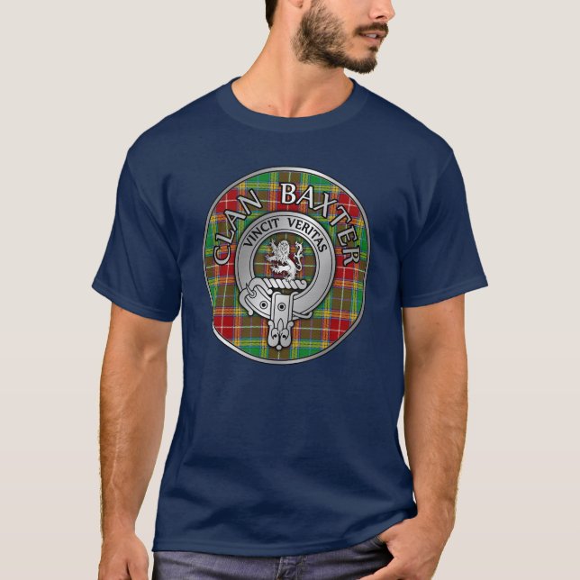 Clan Baxter Crest & Tartan Knot T-Shirt (Front)