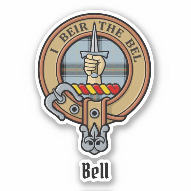 Clan Bell Crest over Tartan (Front)