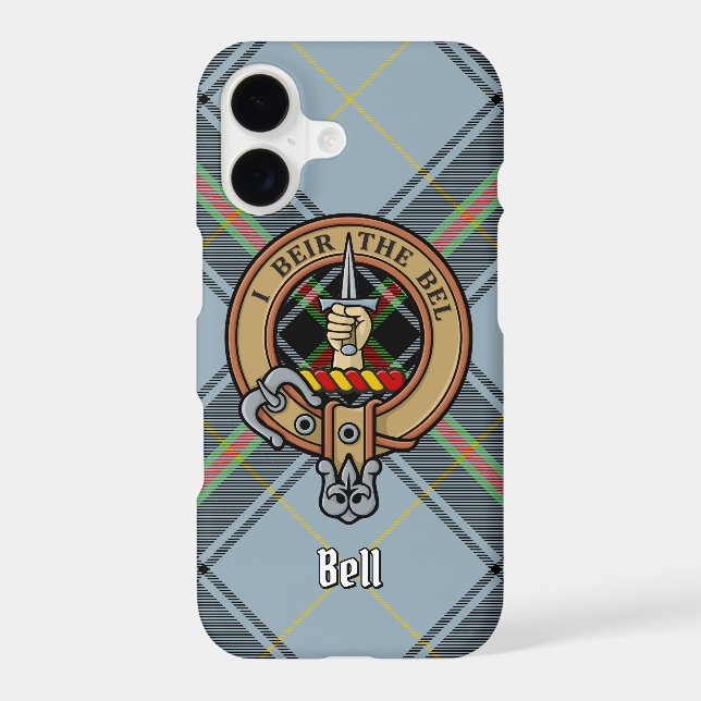 Clan Bell Crest over Tartan (Back)