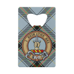 Clan Bell Crest over Tartan