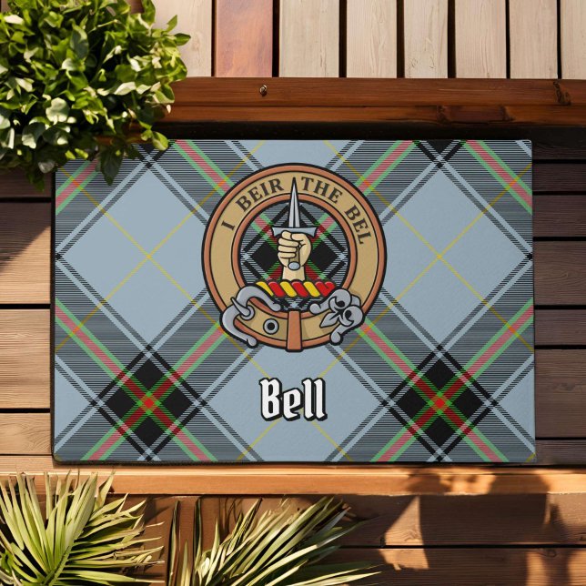 Clan Bell Crest over Tartan Doormat (Creator Uploaded)