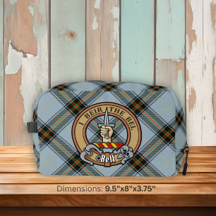 Clan Bell Crest over Tartan Dopp Kit