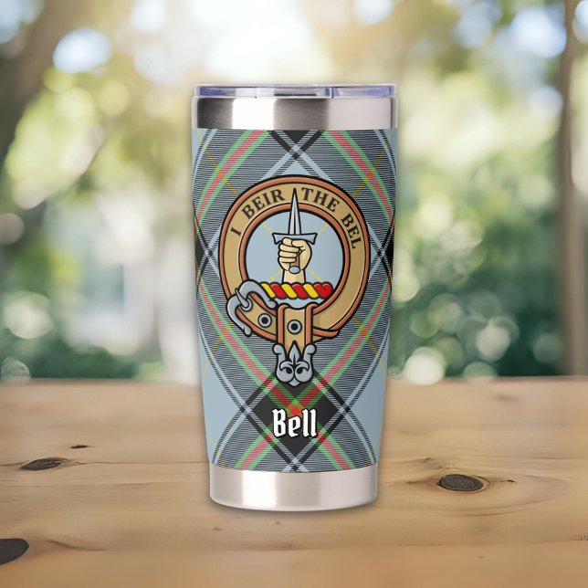 Clan Bell Crest over Tartan Insulated Tumbler (Creator Uploaded)