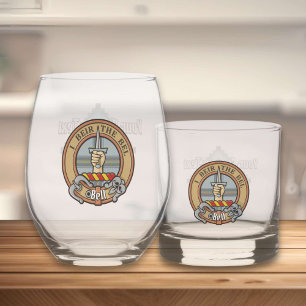 Clan Bell Crest over Tartan Whiskey Glass
