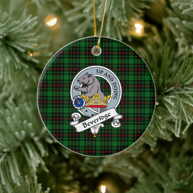 Clan Beveridge Badge Tartan Plaid Ceramic Ornament (Tree)