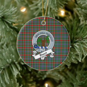 Clan Bisset Badge Tartan Plaid Ceramic Ornament